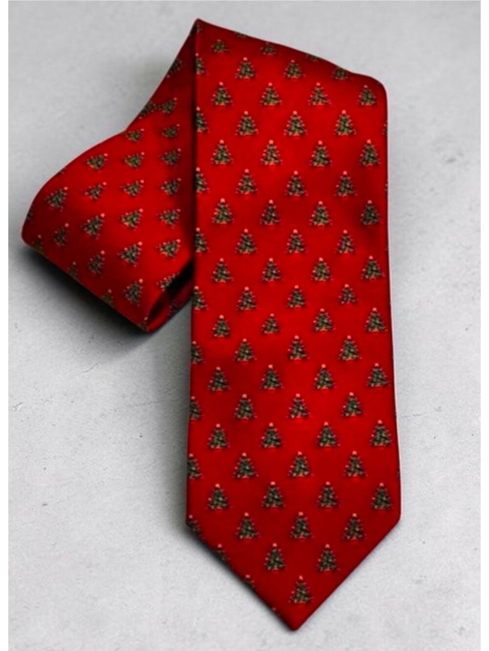 Holiday Traditions Red Christmas Tree Silk Tie By Hallmark